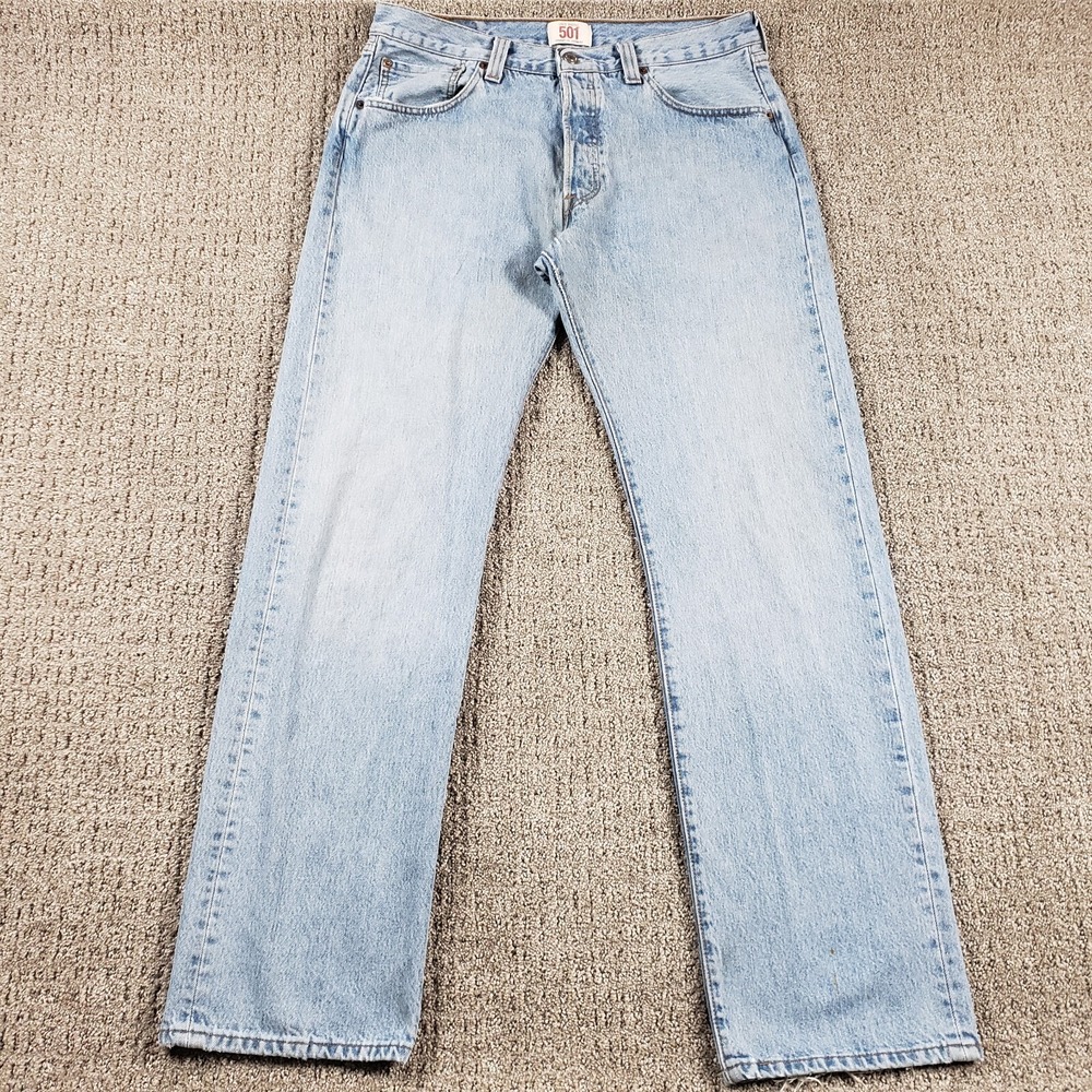 Vintage LEVIS 501 Jeans Mens 34x32 (33x31) Blue Light Denim Straight Y2k